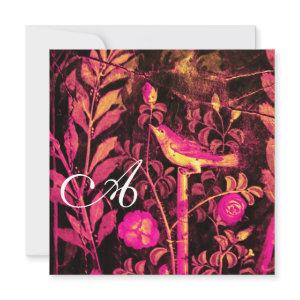 NIGHTINGALE WITH ROSES MONOGRAM, Pink Black Yellow