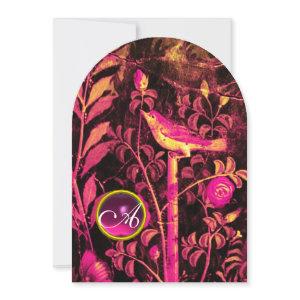 NIGHTINGALE WITH ROSES MONOGRAM, Pink Black Yellow