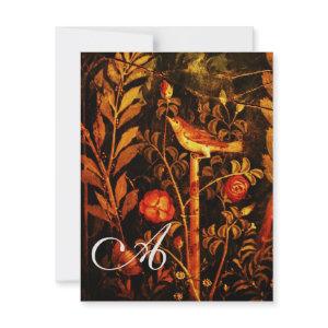 NIGHTINGALE WITH ROSES MONOGRAM, Red Black Gold