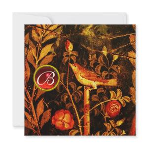 NIGHTINGALE WITH ROSES MONOGRAM, Red Black Gold