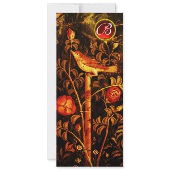 NIGHTINGALE WITH ROSES MONOGRAM, Red Black Yellow