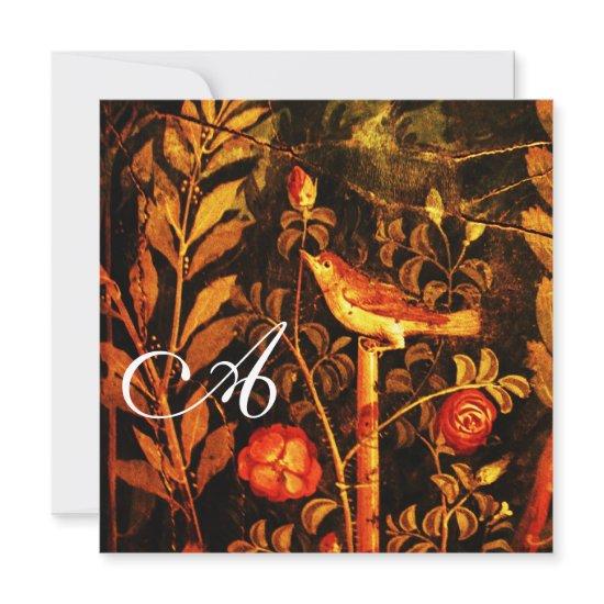 NIGHTINGALE WITH ROSES MONOGRAM, Red Black Yellow