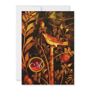 NIGHTINGALE WITH ROSES MONOGRAM, Red Black Yellow