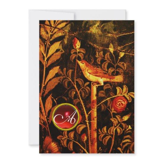 NIGHTINGALE WITH ROSES MONOGRAM, Red Black Yellow