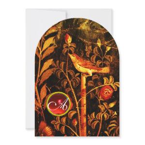 NIGHTINGALE WITH ROSES MONOGRAM, Red Black Yellow