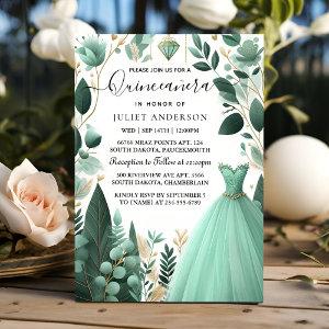 Now Trees Gold Mint Glam Emerald Green Quinceanera