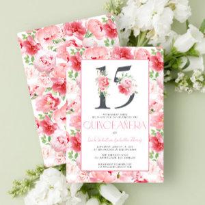 Number 15 Elegant Pink Floral Modern Quinceañera