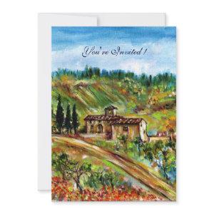 OLD FARMHOUSE TUSCANY LANDSCAPE,yellow green white