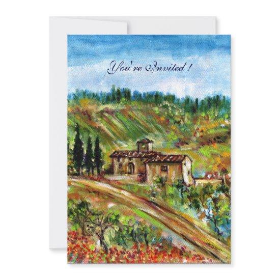 OLD FARMHOUSE TUSCANY LANDSCAPE,yellow green white