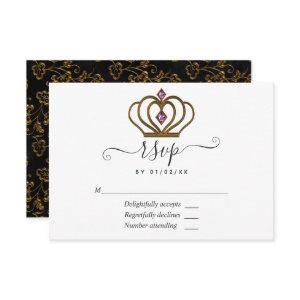 Old Gold Elegance Quinceañera RSVP Card