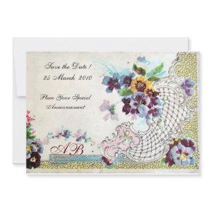 OMANTICA Floral Blue Pink White Wedding Monogram