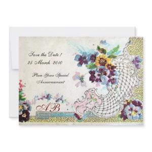 OMANTICA Floral Blue Pink White Wedding Monogram