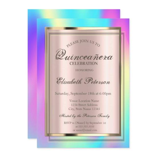 Ombre Colorful Holographic Frame Quinceañera
