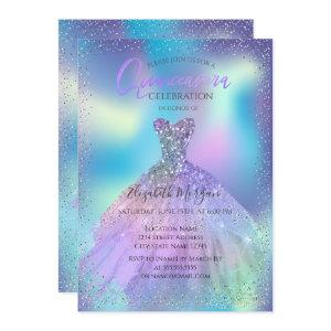 Ombre Dress,Confetti Holographic Quinceañera