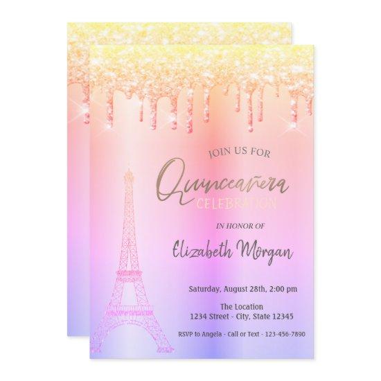 Ombre Drips, Eiffel Tower  Quinceañera