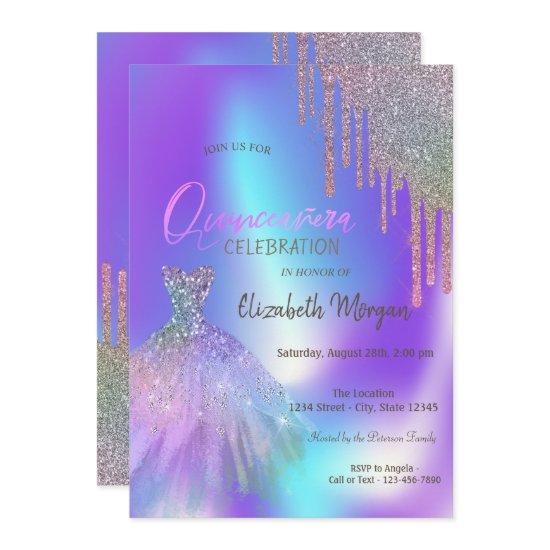 Ombre Glitter Drips Dress Quinceañera