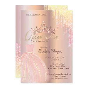 Ombre Glitter Drop Tiara Dress Quinceañera