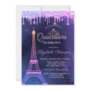 Ombre Glitter Eiffel Tower Tiara Drips Quinceañera