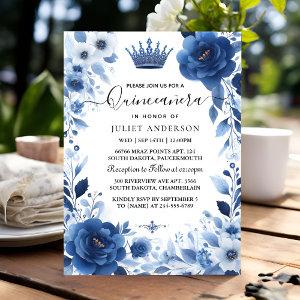 On Ombre ivory Ice Sky Gold Royal Blue Quinceanera