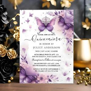 On Royal Gold Tiara Lilac Light Purple Quinceanera