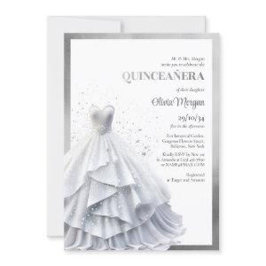 Opulent elegant silver dress glamour Quinceañera