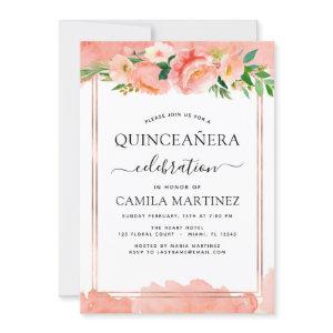 oral Peach Floral Quinceañera 15h Birthday