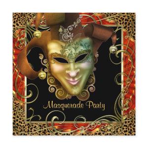 Orange Black Gold Leopard Masquerade Party