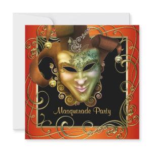 Orange Black Gold Masquerade Party