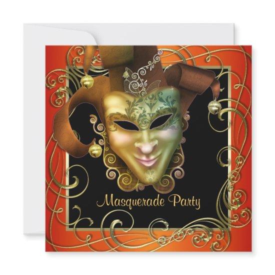Orange Black Gold Masquerade Party