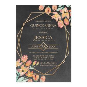 Orange Gold Black Floral Terrarium Quinceañera