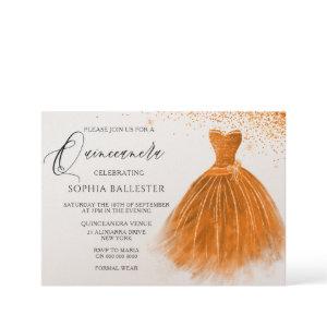 Orange Peach Glitter Gown Dress Quinceanera Party