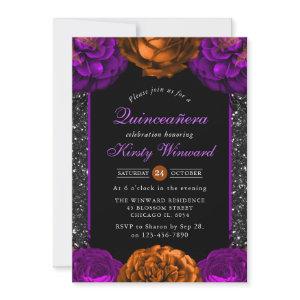 Orange & Purple Fall Flowers Halloween Quinceanera