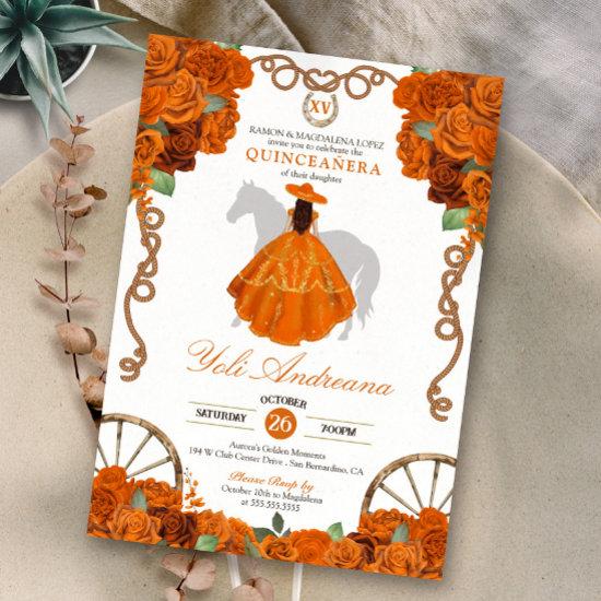 Orange Quinceanera Rustic Western Charra