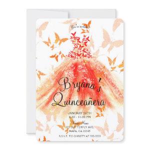 Orange Red Butterfly Dance Dress Quinceañera Party