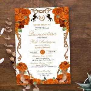 Orange Rose Floral Charro Ranch Quinceañera