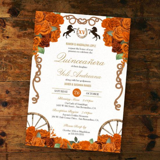 Orange Rose Western Quinceañera
