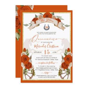 Orange Roses Quinceanera Western Charro