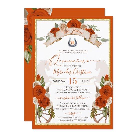 Orange Roses Quinceanera Western Charro