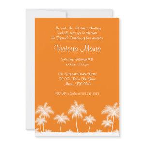 Orange Tropical Beach Palm Tree Quinceanera Party