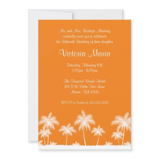 Orange Tropical Beach Palm Tree Quinceanera Party