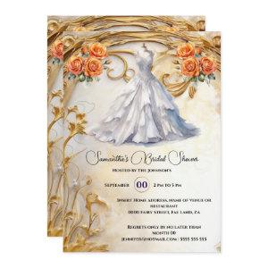 Orange white bridal gown roses luxurious flowers