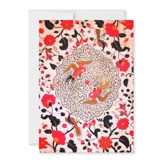 ORIENTAL FLOWERS AND BIRDS Black White Red Announcement