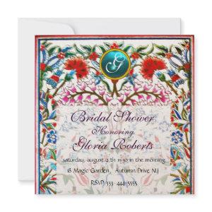 ORIENTAL  FLOWERS DAMASK MONOGRAM Blue Champagne