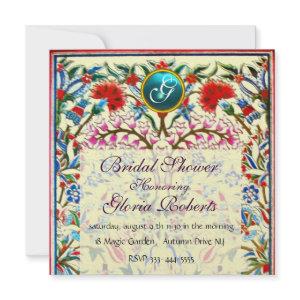 ORIENTAL  FLOWERS DAMASK MONOGRAM Blue Ice