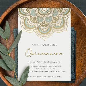 Ornate Gold Mandala Quinceañera 15 Birthday Invite