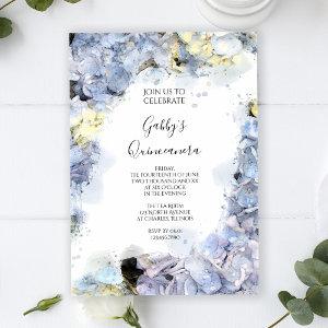 Pale Blue Hydrangea Watercolor Quinceanera Party