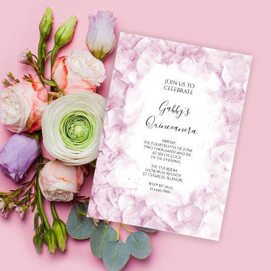 Pale Pink Hydrangea Watercolor Quinceanera Party