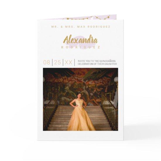 Pale Purple and Gold Photo Quinceanera