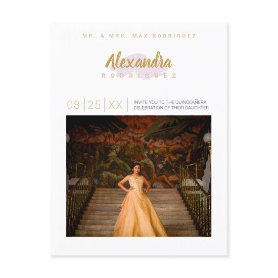 Pale Purple and Gold Photo Quinceanera  Postcard