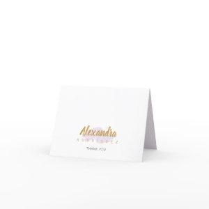 Pale Purple and Gold Quinceanera Thank You Card